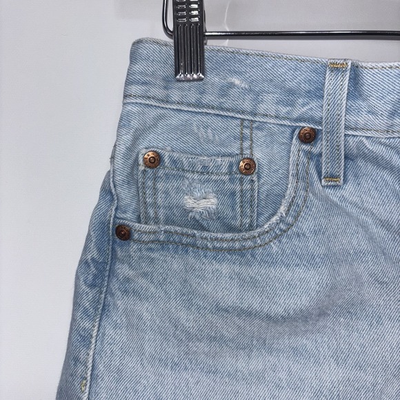 Levi's Premium 501 Distressed Button Fly Denim Shorts Light Wash W25 - Picture 3 of 13